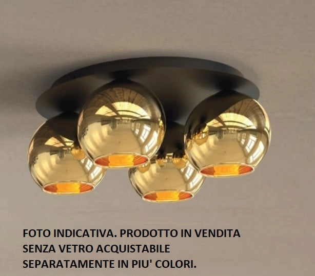 ALESSIA-1L N Lampada da soffitto struttura nera tonda senza vetri attacco E14