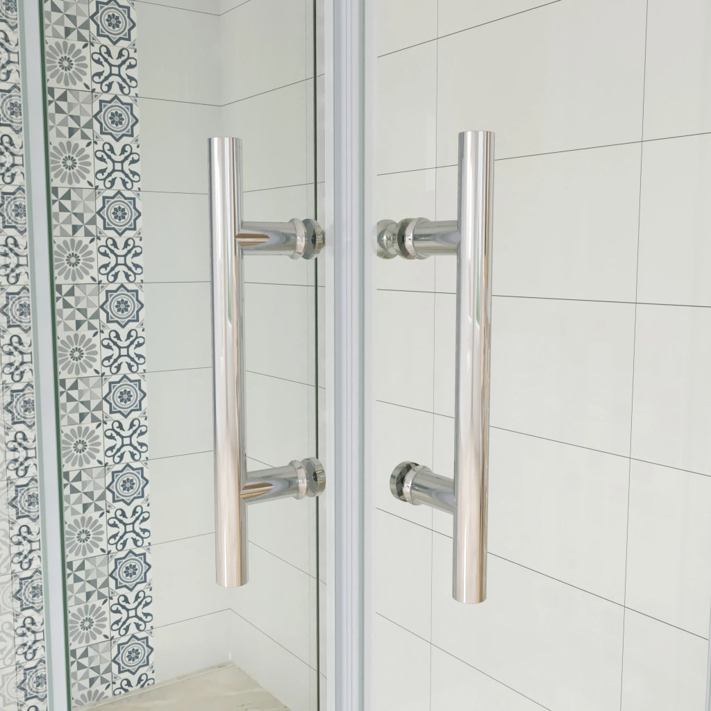 H.195 cm Box Doccia a 3 Lati 80x80x80 cm Porta Scorrevole 80 cm Doppia Parete Fissa da 80 cm in Vetro Trasparente Anticalcare da 6mm Cromato Lucido