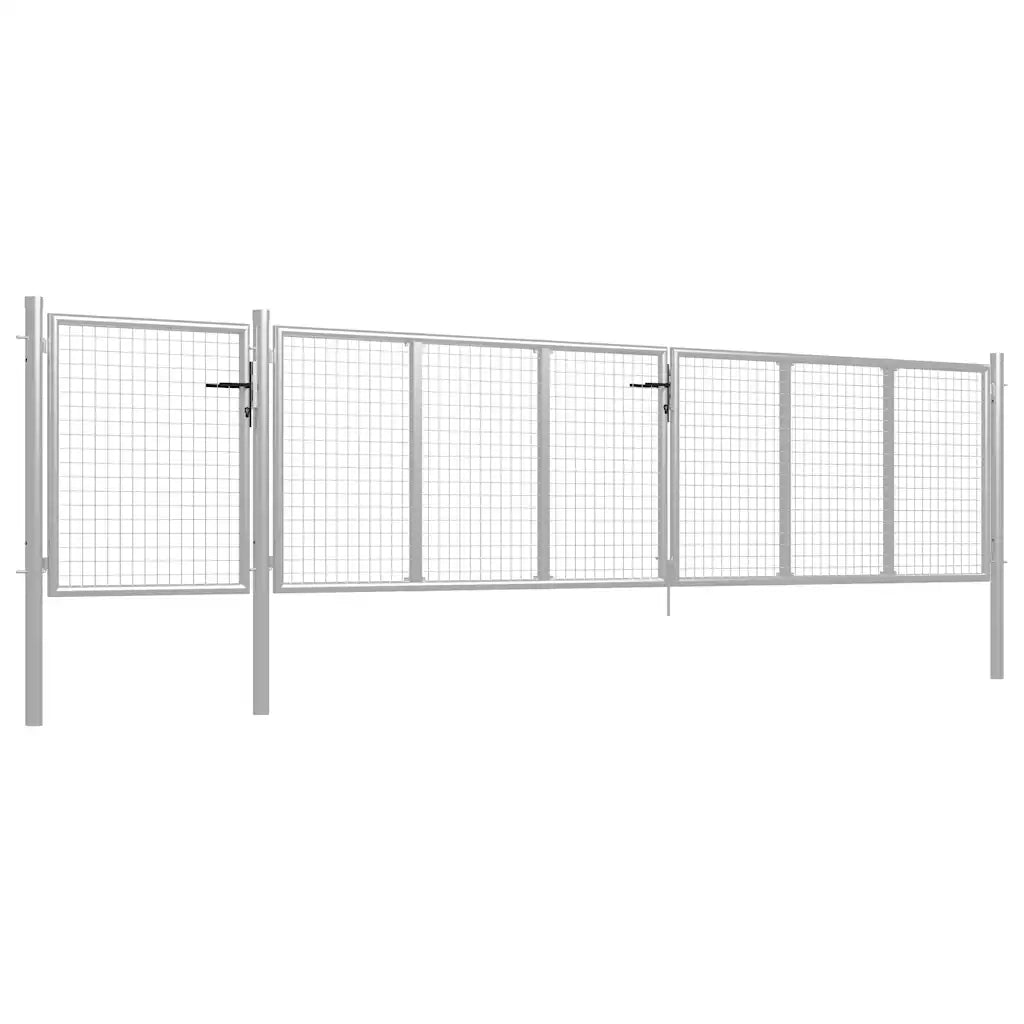 Cancello da Giardino in Acciaio 500x100 cm Argento 144353