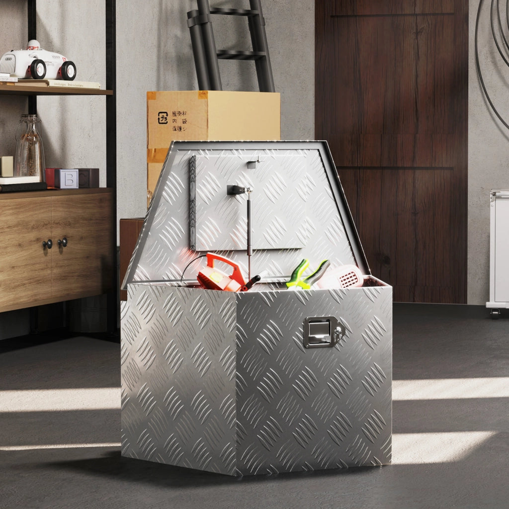 Scatola di stoccaggio in alluminio bloccabile per rimorchio ¨C zephmum ¨C 73.7x41x46 cm argento
