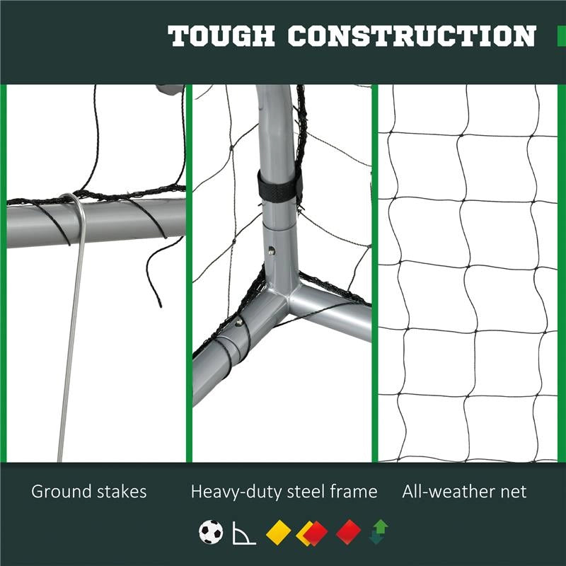 PORTA DA CALCIO GRIGIA 240X85X160 CM CON VITI E PICCHETTI INCLUSI, IN PE E METALLO