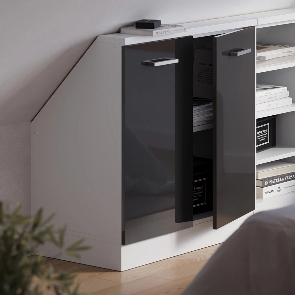 Mobile sottotetto Rion Antracite lucido/Bianco con 2 porte Vicco