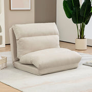 Sedia da pavimento pieghevole 70x72x56 cm con schienale reclinabile a 6 posizioni in poliestere beige