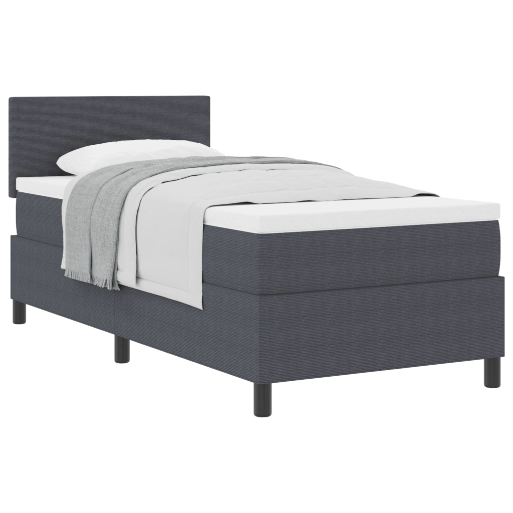 Letto con Box Spring e Materasso Grigio Scuro 90x200 cm Tessuto di Velluto