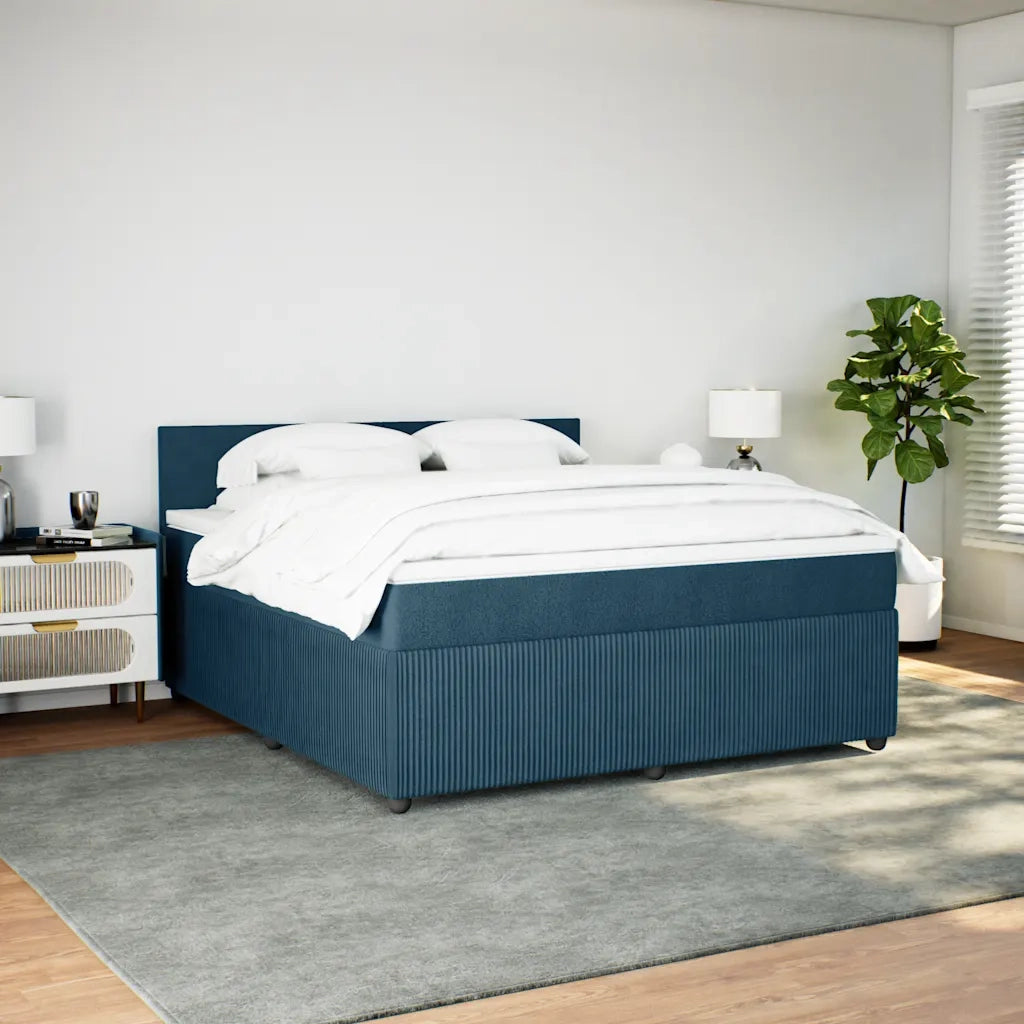 Giroletto a Molle con Materasso Blu 180x200 cm in Velluto