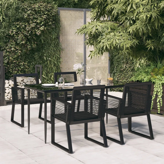 Set da Pranzo da Giardino 5 pz Nero in Rattan PVC cod mxl 35555