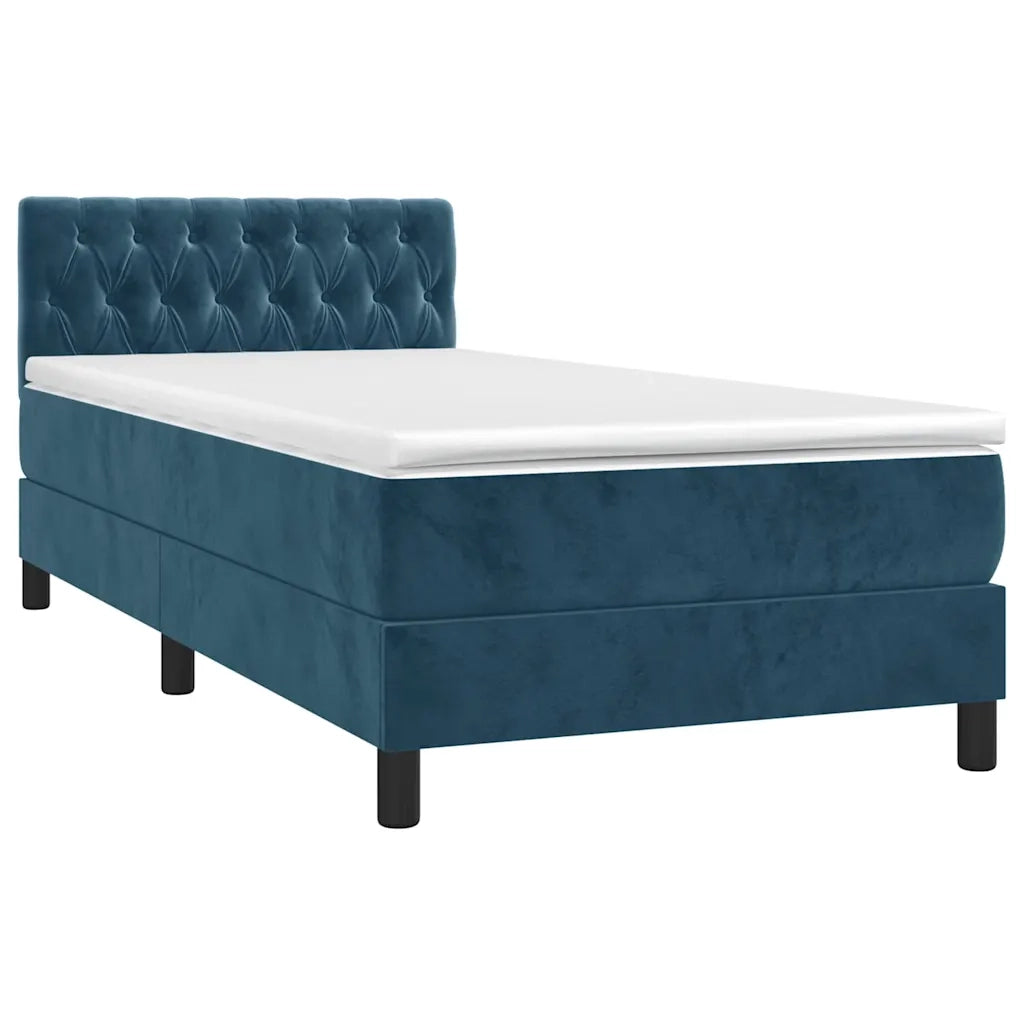 Giroletto a Molle con Materasso Blu Scuro 100x200 cm in Vellutocod mxl 123596