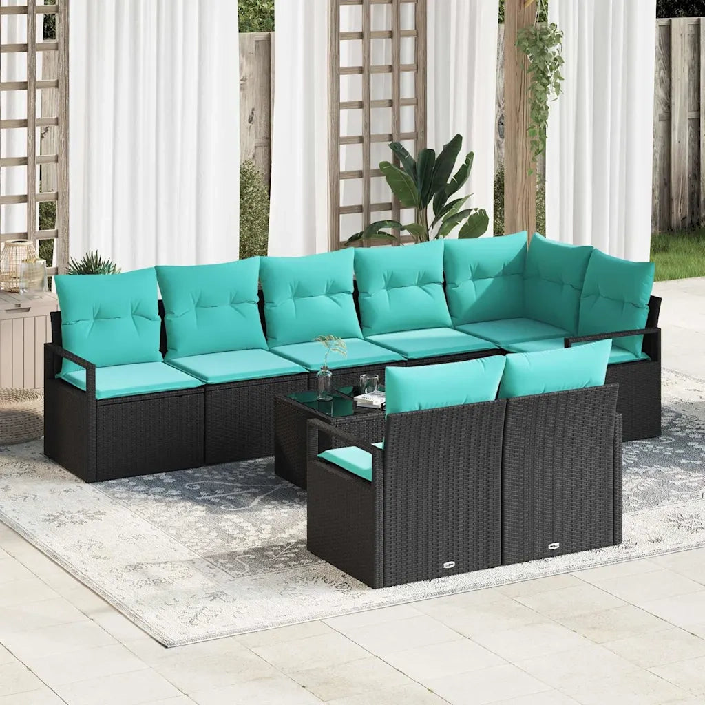 Set di divani 9 pcs Nero polyrattan