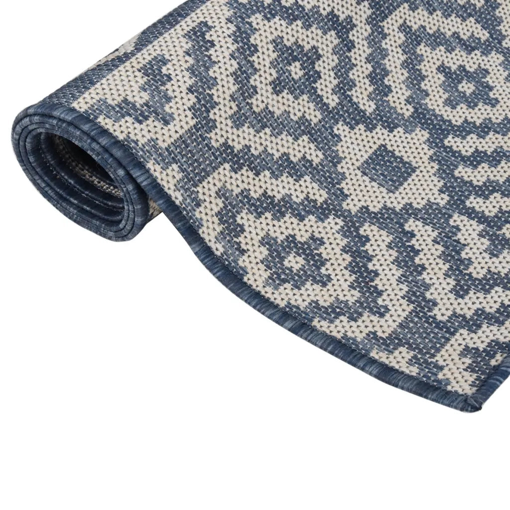 Tappeto da Esterni a Tessitura Piatta 140x200 cm Strisce Blu 340838
