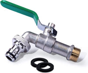 Valvola di scarico per giardino o uso domestico - 1/2" o 3/4" - Valvola d'acqua per regolazione tubi - Connesione per lavatrice - Connessione a gomito inclusa - Verde