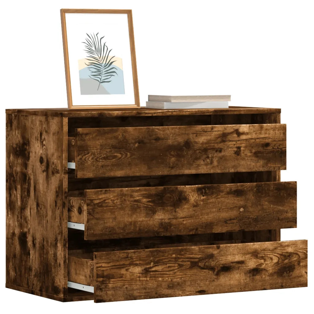 Cassettiera Angolare Rovere Fumo 80x41x58cm Legno Multistrato 852856
