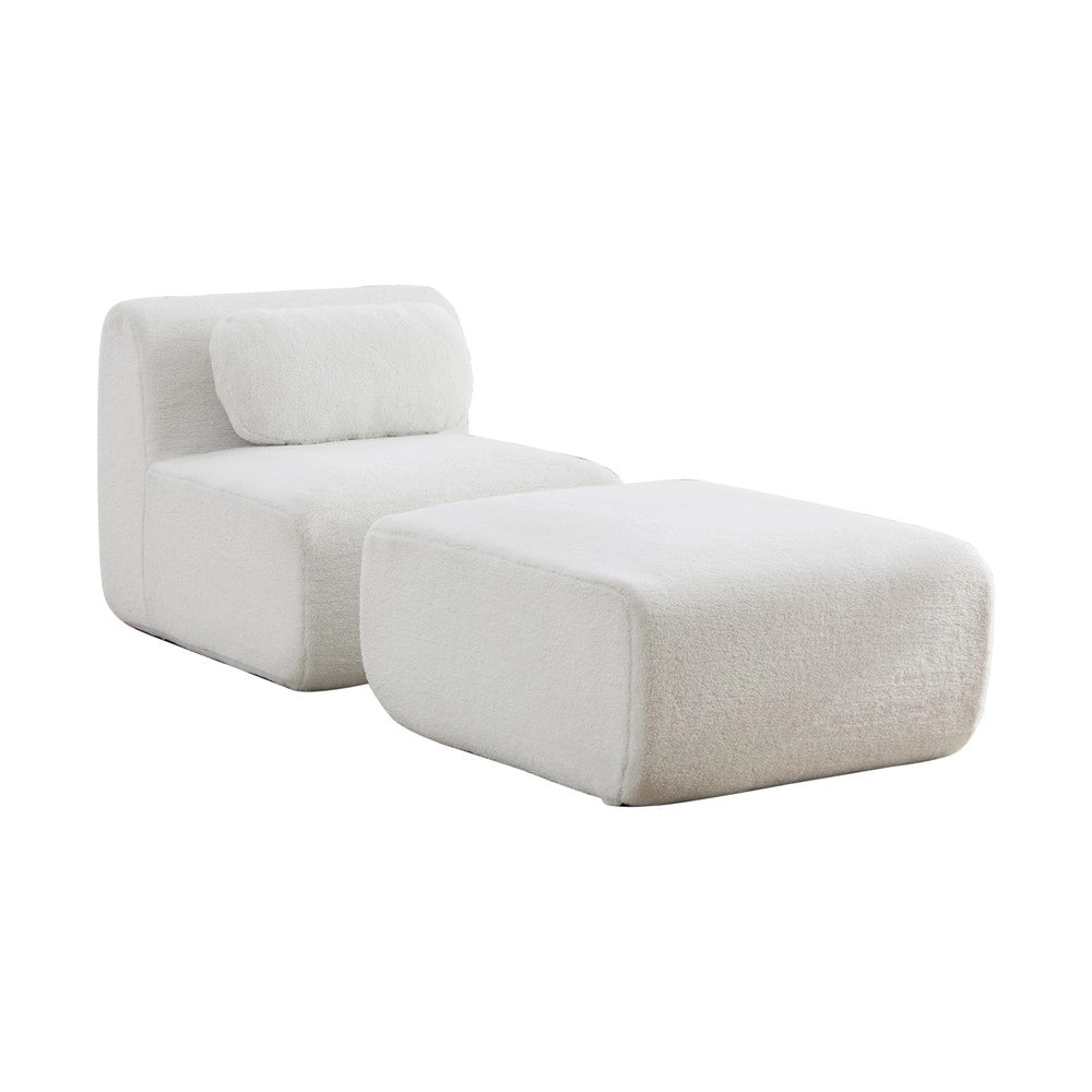Divano Modulare in Tessuto Chenille ¨C MINIMAL ¨C Avorio, Morbido, Antiscivolo