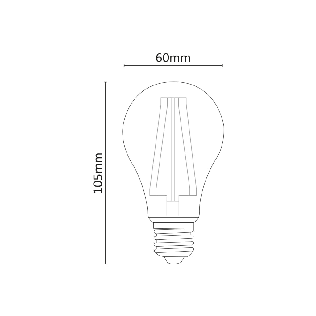 Alcapower Lampadina LED Filamento A60 E27 8W 1060lm 3000K Luce Calda Trasparente Vetro Classe E - Efficienza Luminosa Elevata per Illuminazione