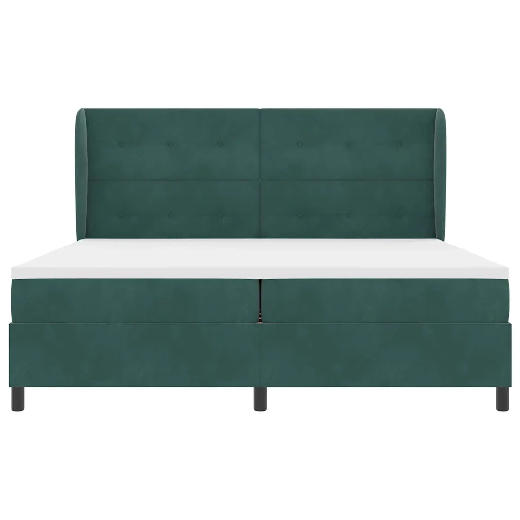 Letto a molle con materasso Verde Scuro 200 x 200 cm Velluto 3340949