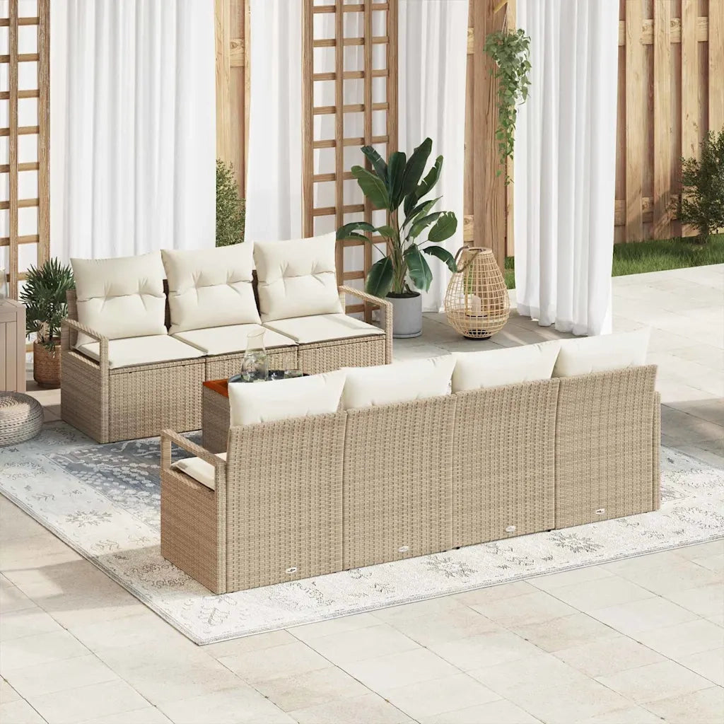Set Divano da Giardino con cuscino 8 pcs Beige polyrattan