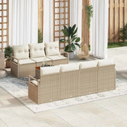 Set Divano da Giardino con cuscino 8 pcs Beige polyrattan