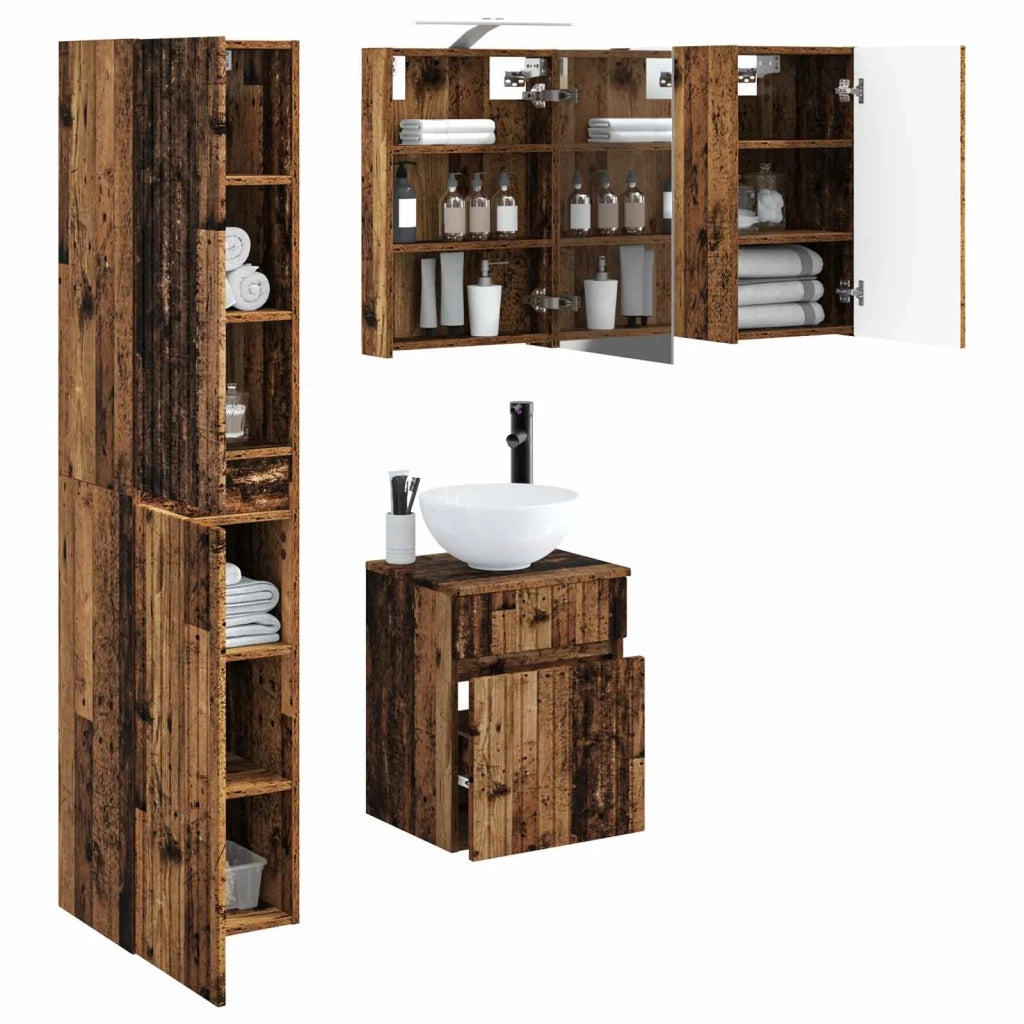 Set di Armadi da Bagno 5 pcs Legno antico 40 x 10,5 x 60,5 cm 3407341