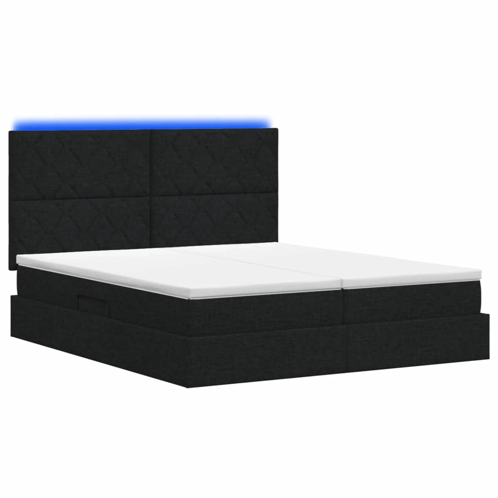 Letto con contenitore LED e materasso Nero 200 x 200 cm Tessuto 3460250