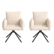 Set di 2 sedie da pranzo girevoli a 360 gradi con braccioli e schienale ergonomico in velluto beige