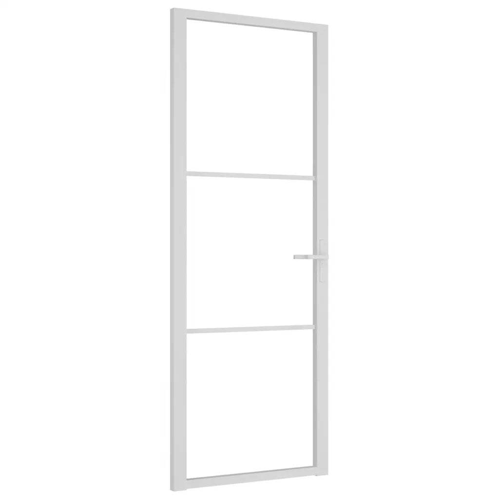 Porta Interna 76x201,5 cm Bianca in Vetro ESG e Alluminio cod mxl 67197