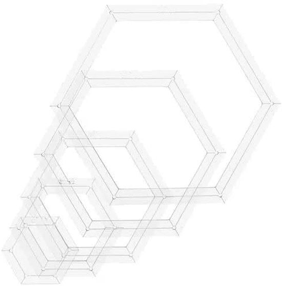 Quilt Sjabloni 5 Stuks - Sjabloni a Sei Angoli - Materiali Acrilici - 5 Dimensioni Diverse - Taglio Preciso - Sostenibili e Robusti - Sjabloni per Patchwork