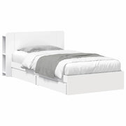 Letto singolo | Letto per adulti | Telaio del letto con storage con cassetto Bianco 75 x 190 cm