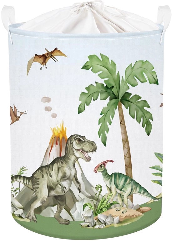 Assemini Dinosauri Cestino per Bambini Riutilizzabile per Ragazzi Ragazze Grande Cestino per Giocattoli per Camera da Bambini Bagno, Verde, 63L