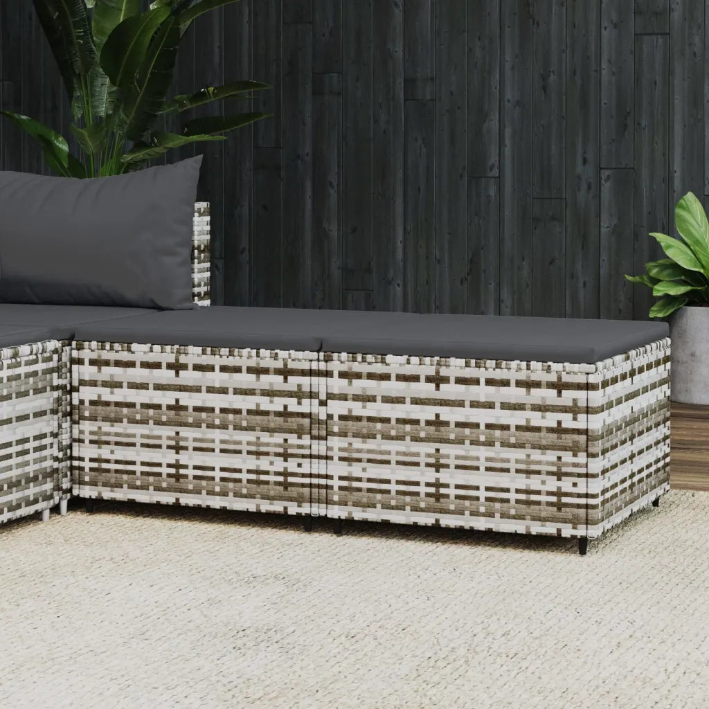 Poggiapiedi da Giardino con Cuscini 2 pz in Polyrattan Grigio CFW5639743