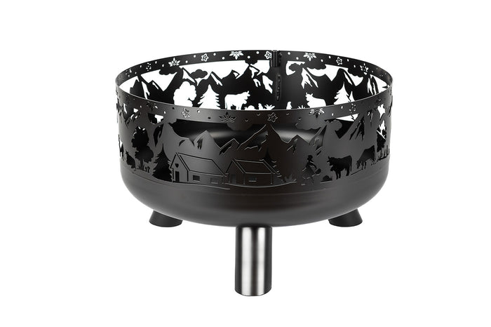 Barbecue a Legna Ø60x39 cm Soffio in Acciaio Nero Alta Temperatura