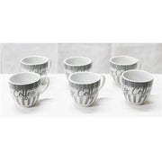 Trade Shop - Set 6 Pezzi Servizio Tazzine Tazze Caffè In Ceramica Scritta Coffee Espresso Bar -