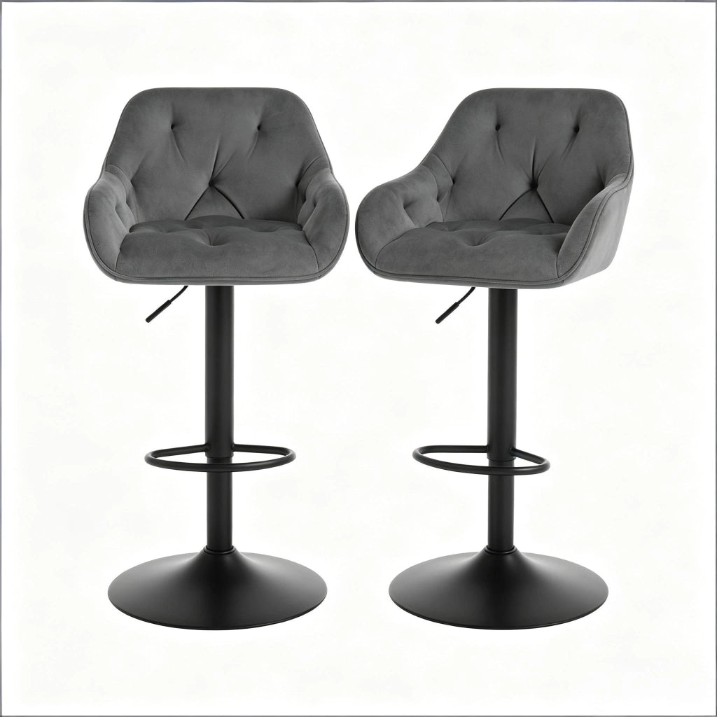 SGABELLO BAR Set da 2 pezzi 62,5-84 cm Samt Grigio Scuro