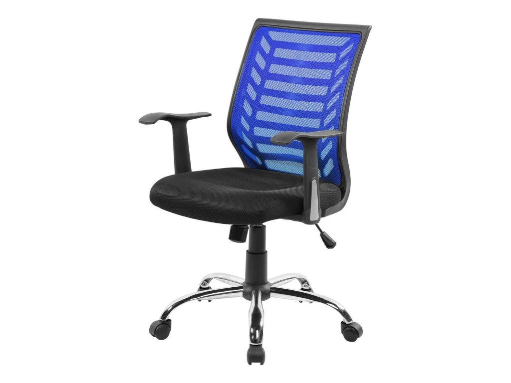 Sedia da ufficio Camaleonte, Sedia operativa a rete con braccioli, Seduta ergonomica da ufficio, 59x60h93/103 cm, Nero e Blu