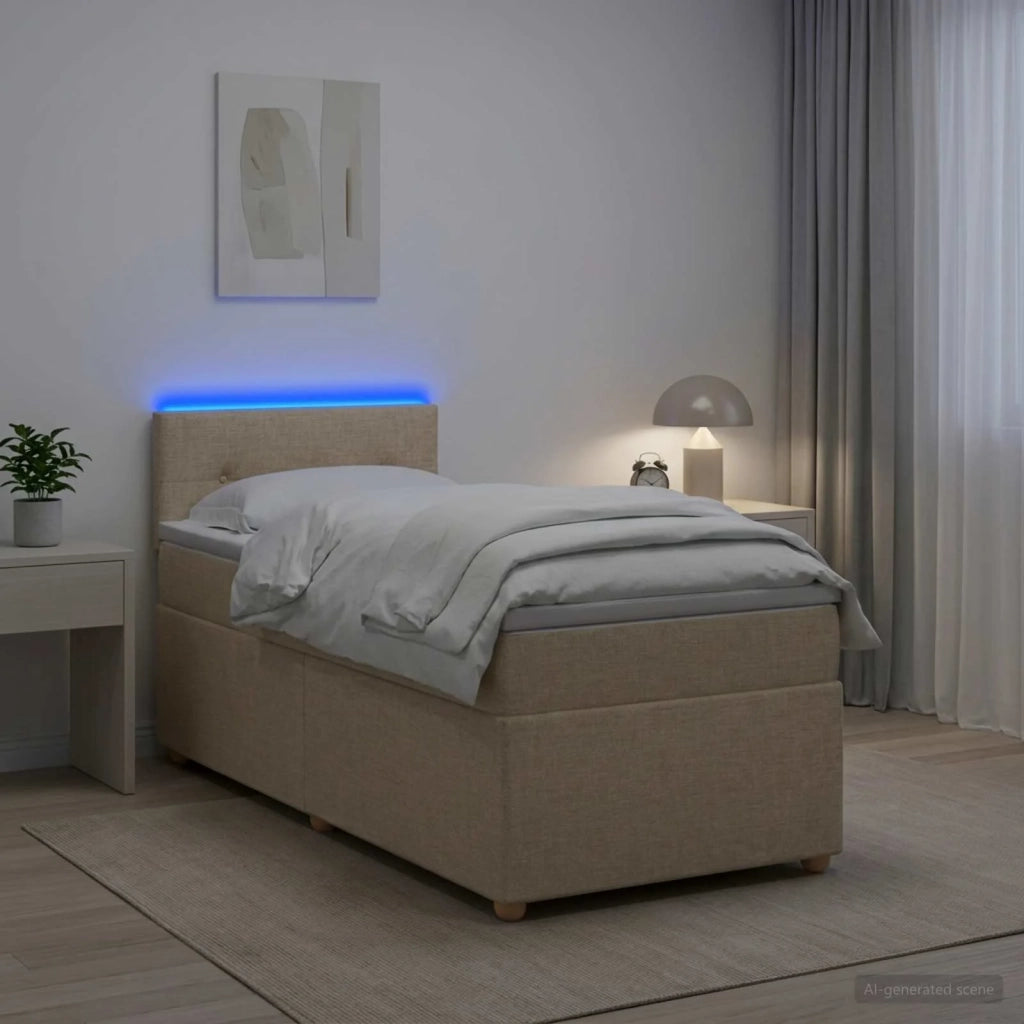 Letto box spring con materasso Crema 90 x 190 cm Tessuto 3452315