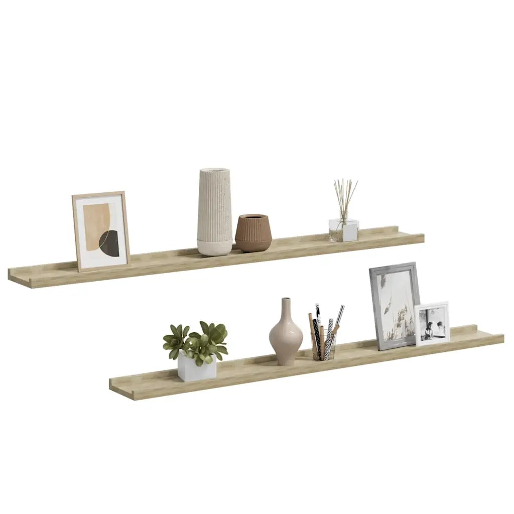 Mensole da Parete 2 pz Rovere Sonoma 100x9x3 cm 326682