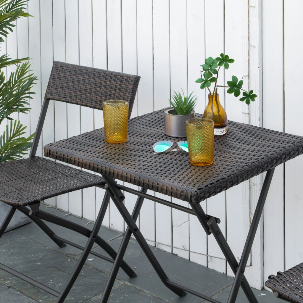 Set da Giardino Pieghevole 3 Pezzi in Rattan e Metallo ¨C zephmum ¨C Nero