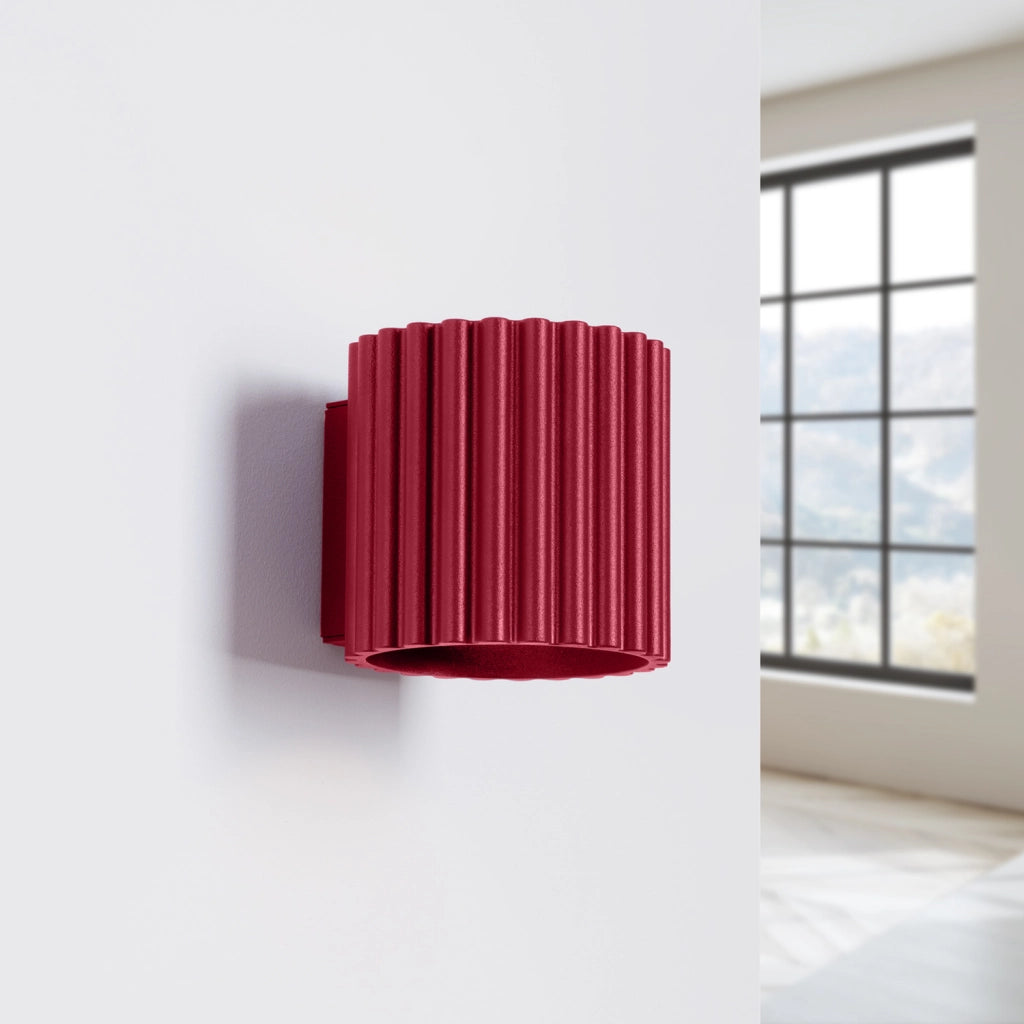 Applique moderna bordeaux tubo rigato 10cm su/giù G9 Pure Lume