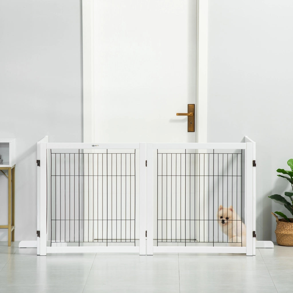 Cancelletto di sicurezza pieghevole ¨C Xylo ¨C legno bianco 305x82cm con 4 pannelli
