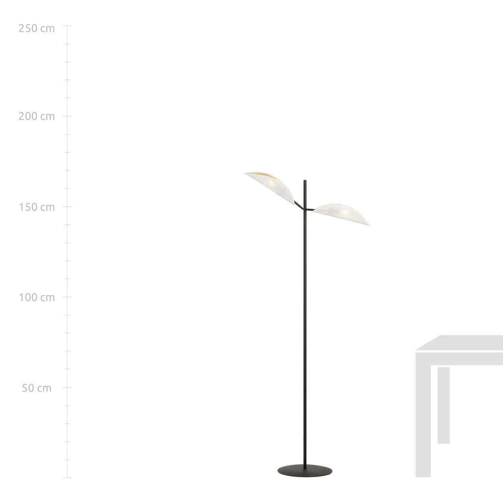 Lampada da terra Emibig VENE 2xE14 metallo rattan nero bianco