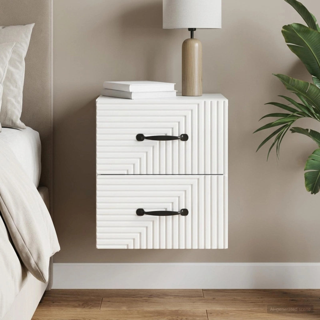Mobiletto da notte a muro Bianco Lucido 34,5 x 33 x 40 cm 898643