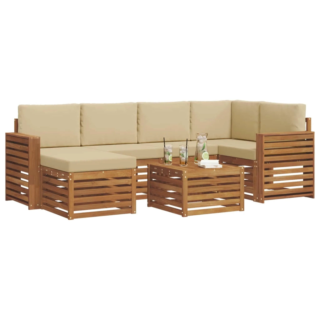 Set divano sezionale con cuscino 7 pcs Naturale e Beige