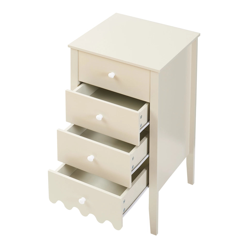 Cassettiera Luspoo Mobile Contenitore a 4 Cassetti 82 x 40 x 40 cm - Bianco Crema [en.casa]