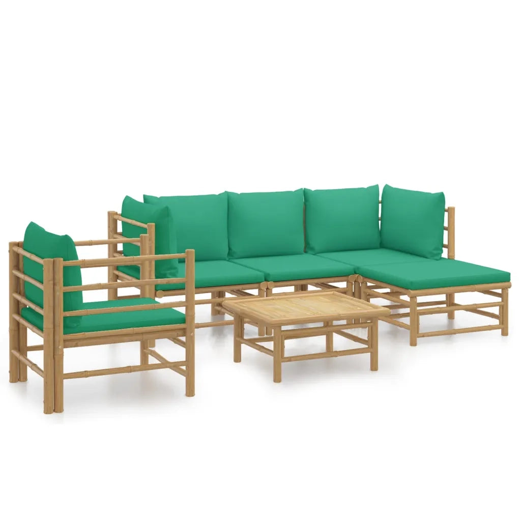 Set Salotto da Giardino 6pz con Cuscini Verdi BambÃ¹