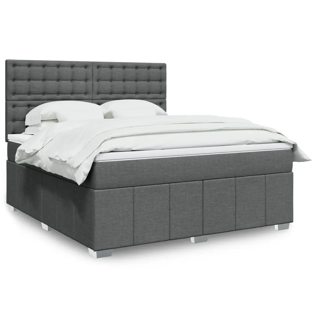 Giroletto a Molle con Materasso Grigio Scuro 180x200 cm Tessuto