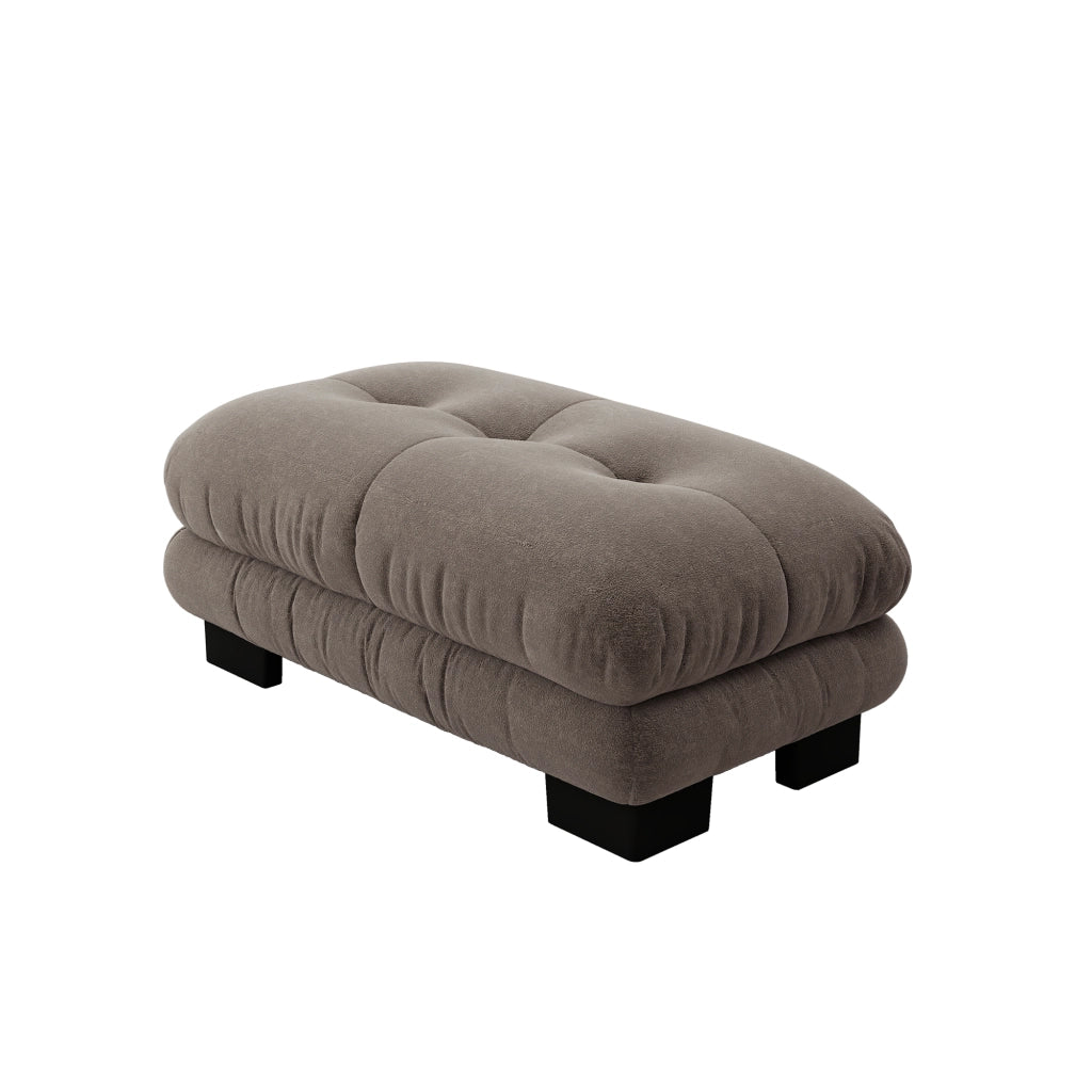 POUF in tessuto Chenille marrone, design arrotondato, 1 pezzo