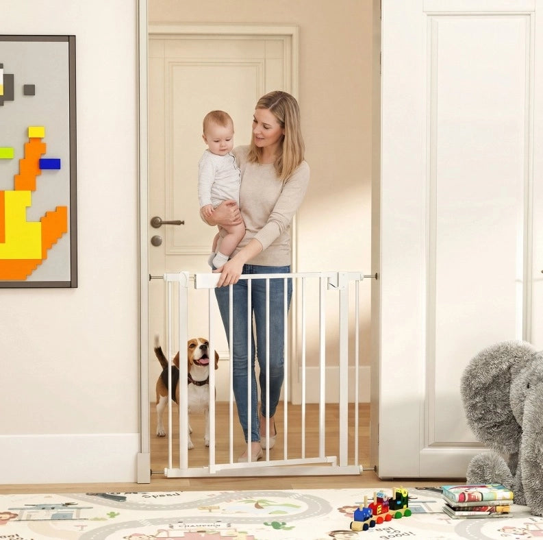 Cancelletto di sicurezza 73x4.5x82 cm con chiusura automatica; acciaio al carbonio bianco