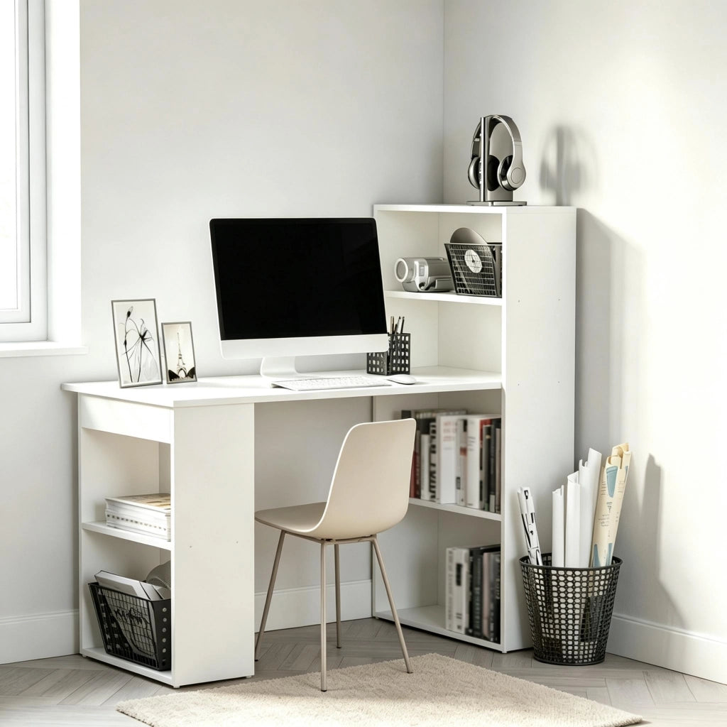 SCRIVANIA con libreria integrata 120x55x120 cm bianco