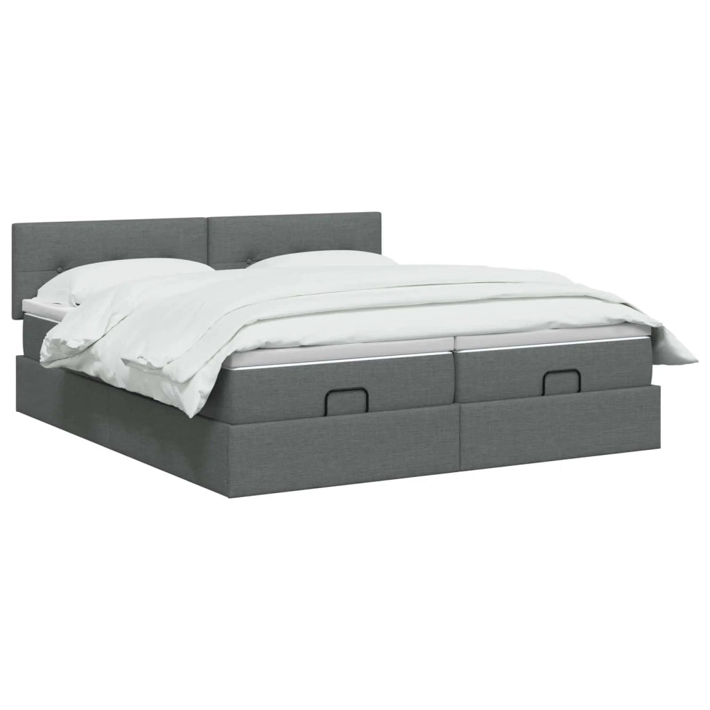 Letto Ottomano con Materasso e LED Grigio Scuro 180 x 200 cm 3457274