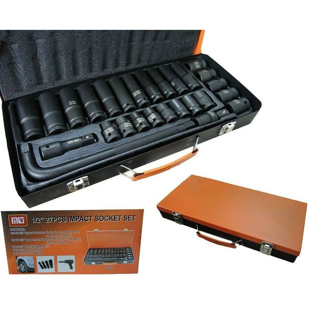 Trade Shop - Kit 27 Bussole/boccole Adattatore Rinforzate Per Avvitatore Pneumatico Da 1/2" -