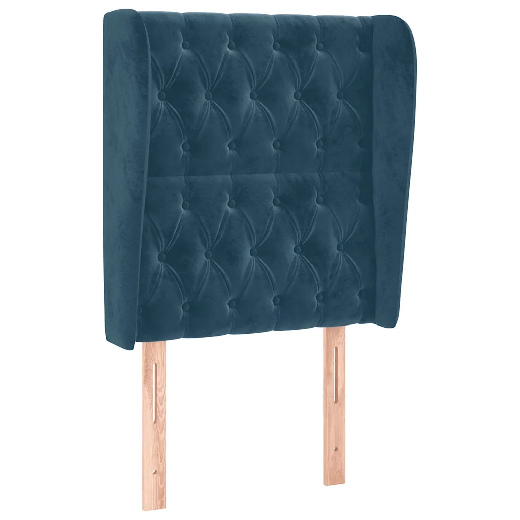 Testiera ad Orecchio-Testata con Orecchie Blu Scuro 83x23x118/128 cm in Velluto 475209