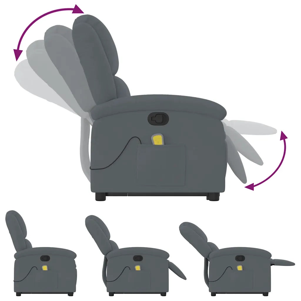 Poltrona | Sedia Relax Alzapersona Reclinabile Grigio Scuro in Velluto